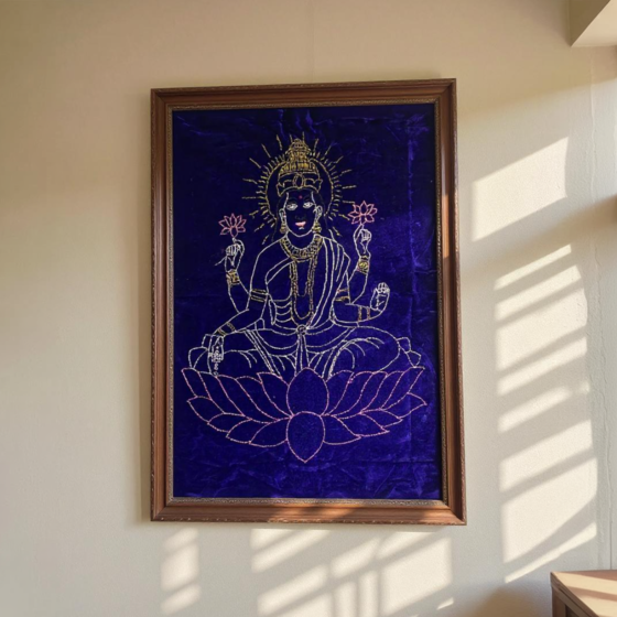 HAND EMBROIDED LAXMI MATA PAINTING WALL HANGING