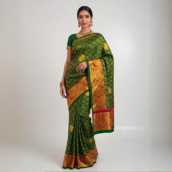 Handloom Kanchipuram Silk Green Saree