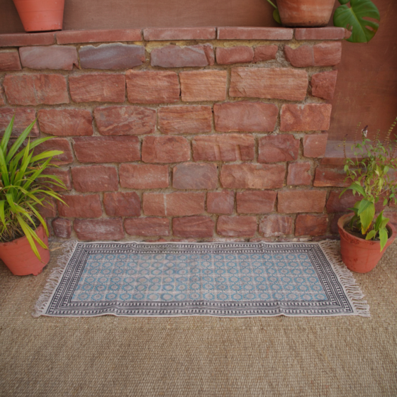 Indian Hand Block Rajasthani Prints Bedsides Rug