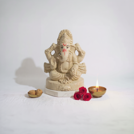 Handmade Clay Ganesha Idol | 5 Inches