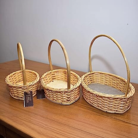 Handwoven Puja Oval Baskets | Set of 3