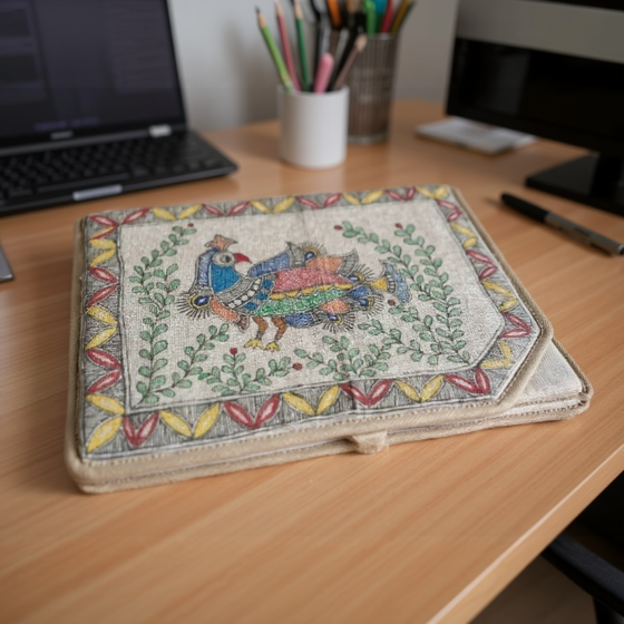 Handmade Madhubani Painting Jute File/Folder