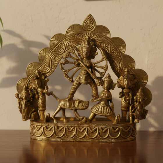 Handcrafted Dhokra Maa Durga Idol | GI Certified | 7 Inches