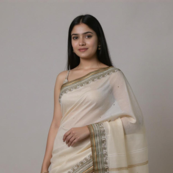 Exclusive Bengal Handloom Saree | Khaki