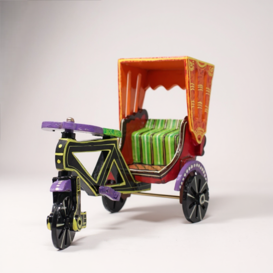 Wooden Hand Painted Multi Color Rickshaw