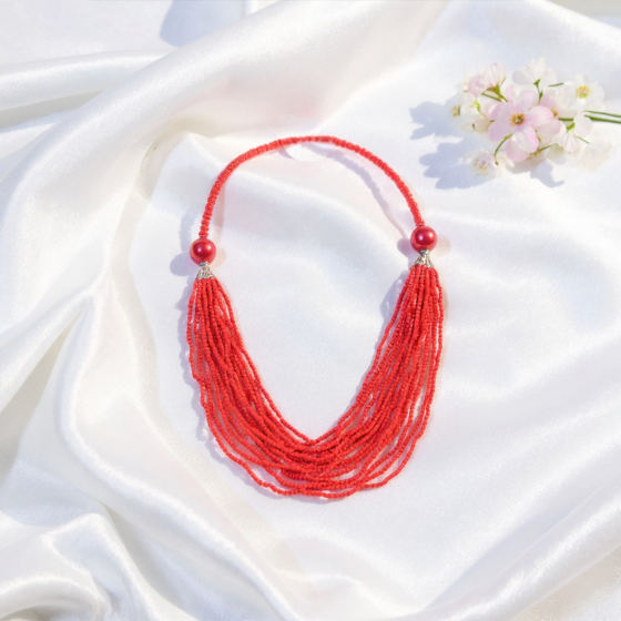 Red Beaded Necklace for Women