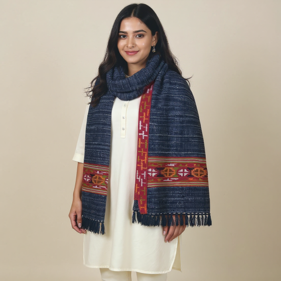 Handwoven Grey Kullu Yak Wool Shawl