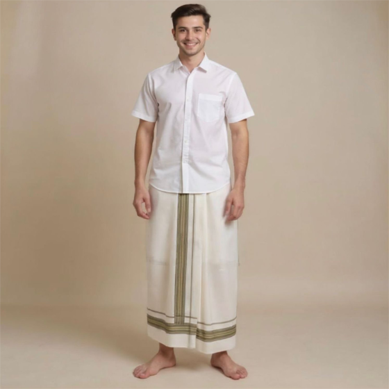 Kuthampully Cotton Handloom Dhoti 1