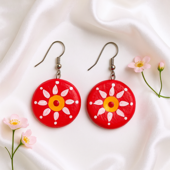 Red Blossom Handcrafted Earrings