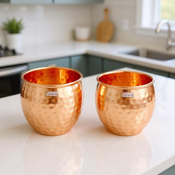 Prisha India Craft Hammered mug  Set of 2