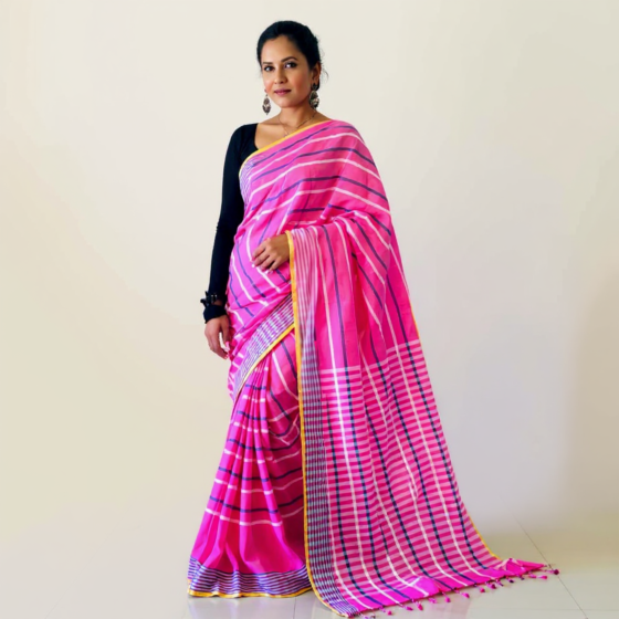 Handloom Cotton Saree | Pink