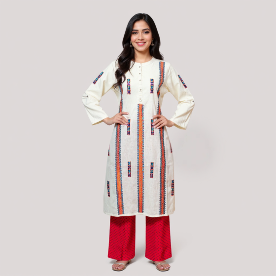 Soofi Embroidered Cotton Kurta