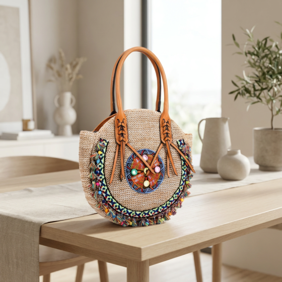 Handcrafted Jute Purse| Beige