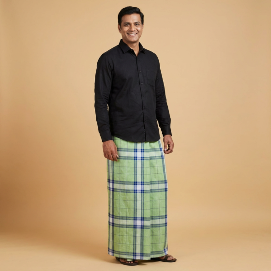 Handmade Cotton Checked Lungi|Multicolour