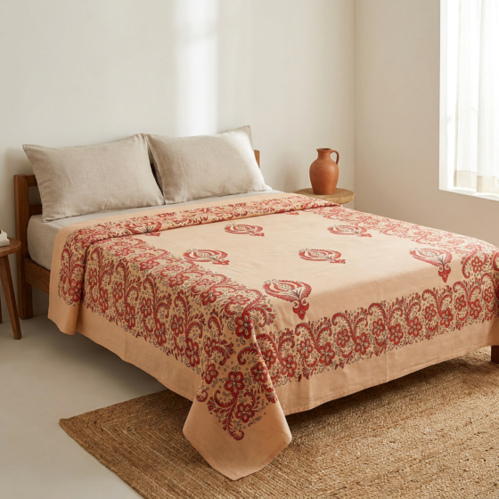 Peach Cotton Bedsheet