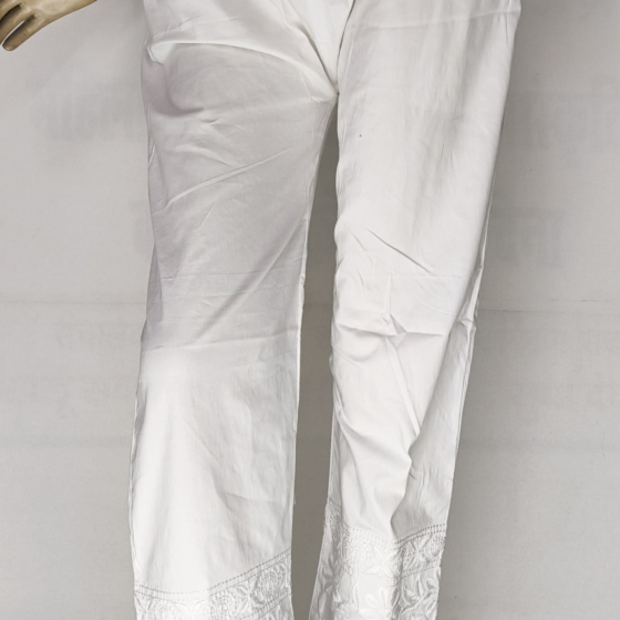 Hand-Embroidered Cotton Pants for Women | Size - M