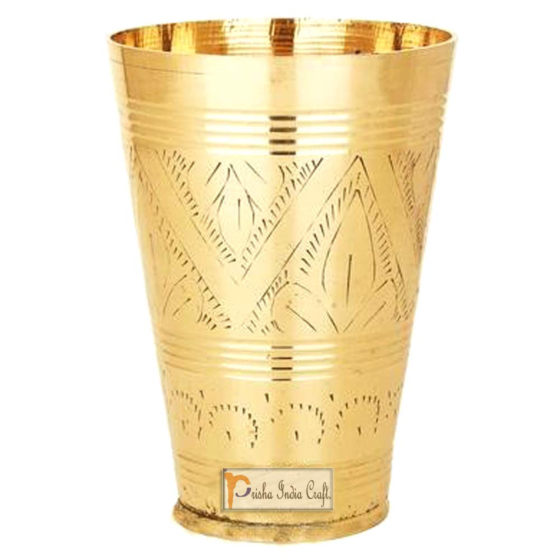 Pure Brass Mughlai Style Embossed Glass | 250 ML