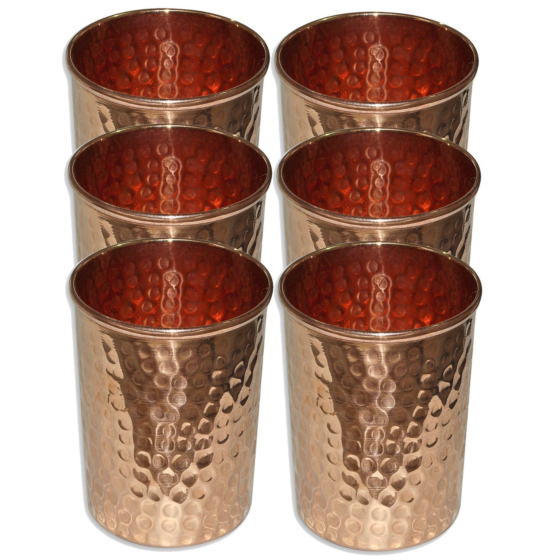 Copper Water Glass Tumbler | Set of 6 | Gold