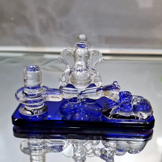 Lord Shiv Nandi Ganesh Glass Statue 