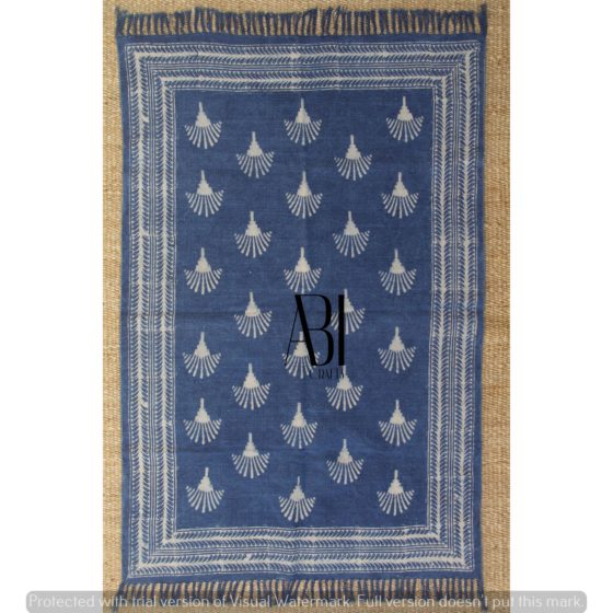 Block Printed Rug Handwoven