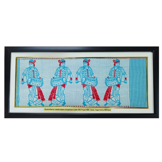 Handmade Textile Panel Motif of Bihu Dance Art