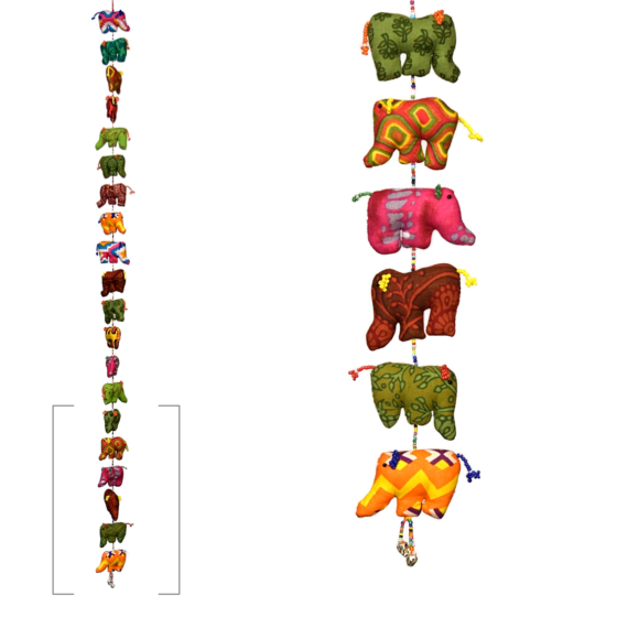 Blockprinted Elephant Dangler