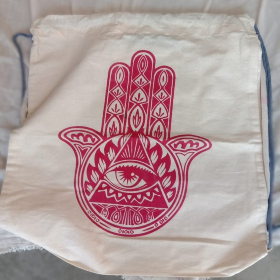 Handmade Khadi Hand-Printed Bag I Off white