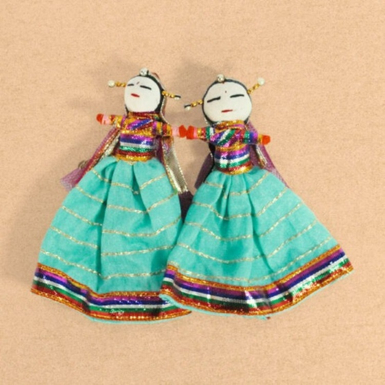Handcrafted Rajasthani Puppet Saree Pins Set of 2| 3 inches 