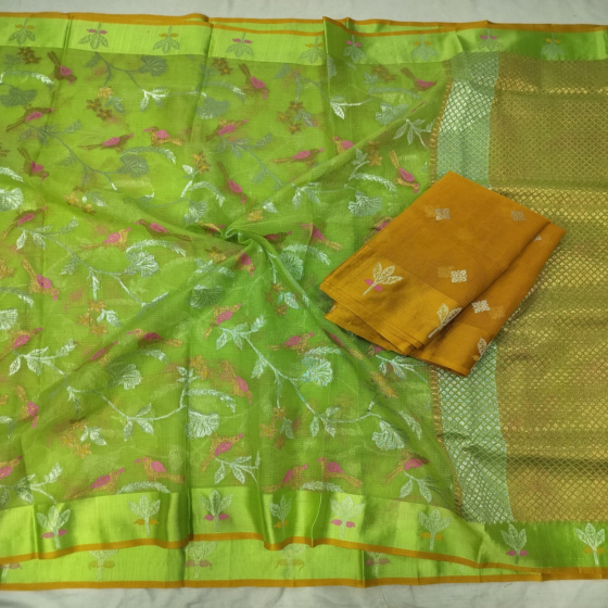 Handmade Real Zari Kota Saree I Green