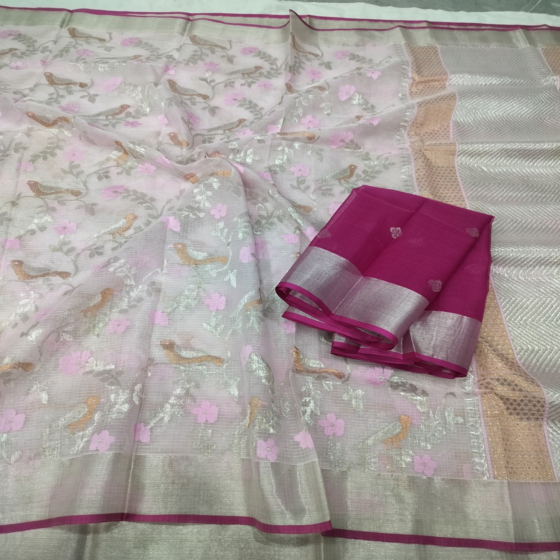Handmade Kota Doria Saree I Light Pink