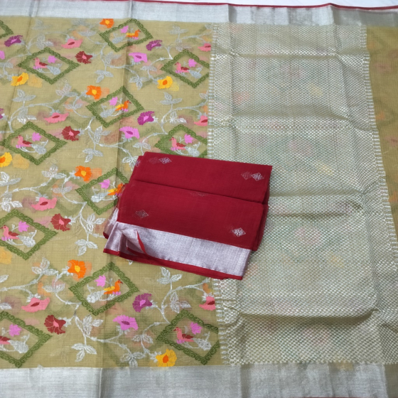 Handcrafted Real Zari Kota Saree I Green