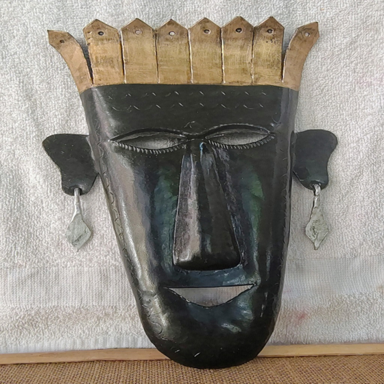 Handcrafted Mariya Iron Decorative Mask I Black & Golden