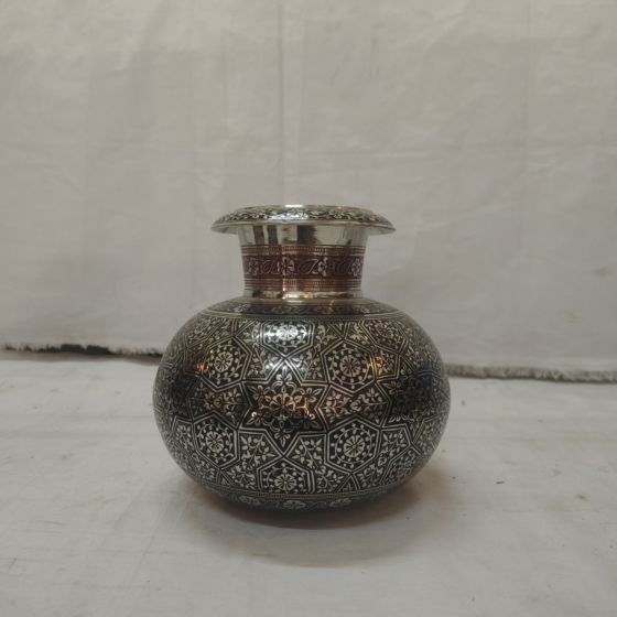 Brass Matka-Style Pot with Design