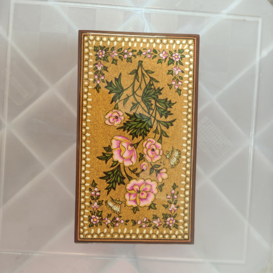 Floral Wooden Jewelry Box with Velvet Lining | 6x4 Inches