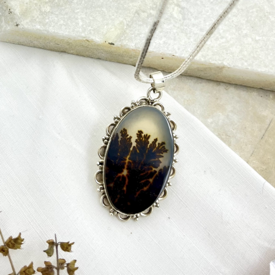 Shazar-dendritic agate Silver Pendant