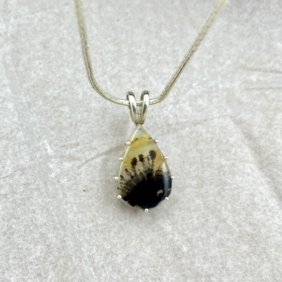 Shazar-dendritic agate Silver pendant 