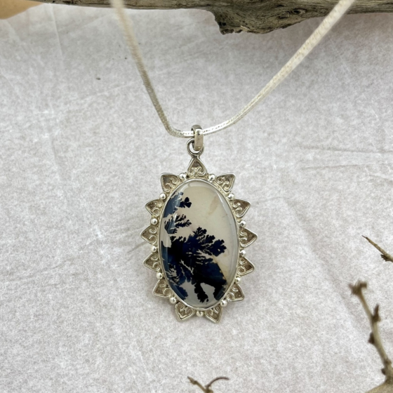 Shazar-dendritic agate Silver pendant  