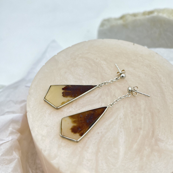 Shazar-dendritic agate Silver Earring