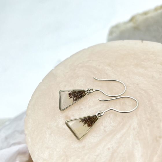 Shazar-dendritic agate Silver Earring