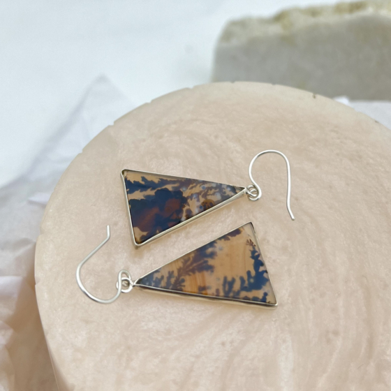 Shazar-dendritic agate Silver Earring