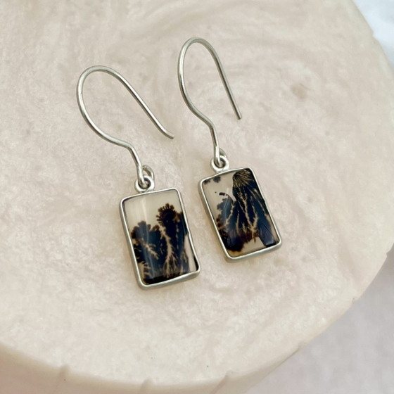 Shazar-dendritic agate Silver Earring