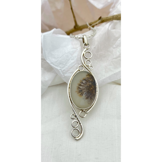Shazar-dendritic agate Silver pendant