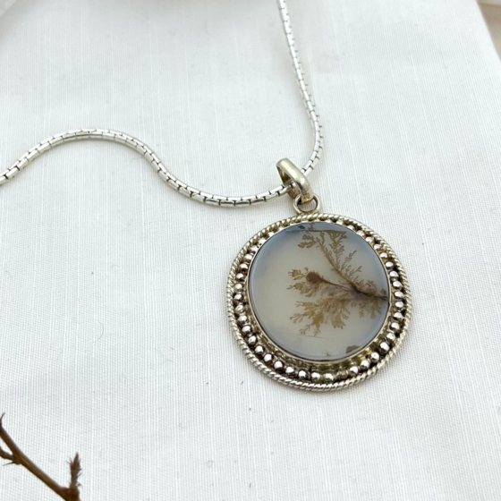 Shazar-dendritic agate Silver pendant 