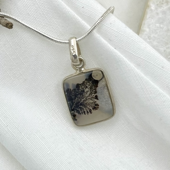 Shazar-dendritic agate Silver pendant 