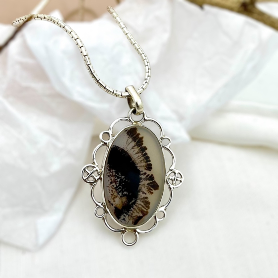 Shazar-dendritic agate Silver pendant 