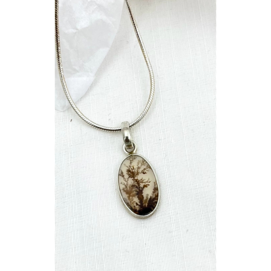 Shazar-dendritic agate Silver pendant