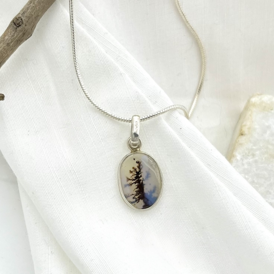 Shazar-dendritic agate Silver pendant 