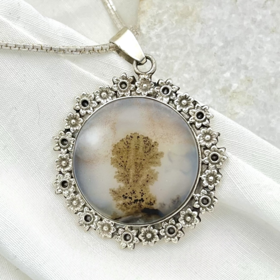 Shazar-dendritic agate Silver pendant 