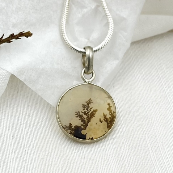 Shazar-dendritic agate Silver pendant 