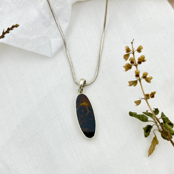 Shazar-dendritic agate Silver pendant 